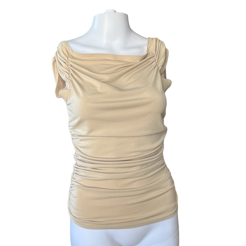 Hispania - Womens Beige Ruched Top Sz. SM/MD - Picture 1 of 7
